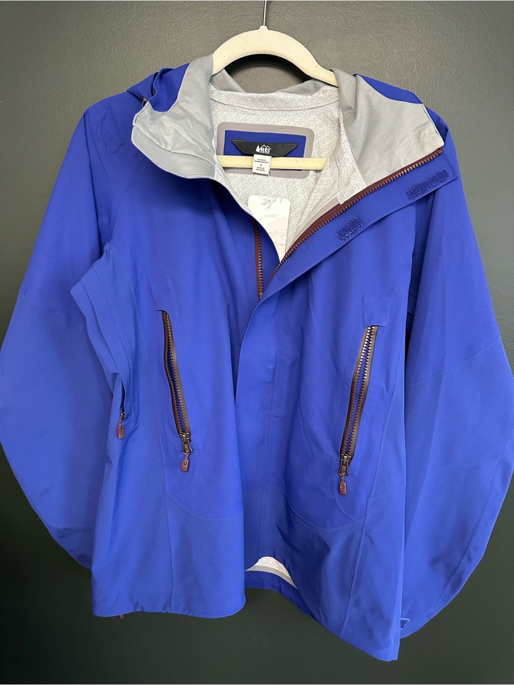 REI Royal Blue Waterproof Hooded Utility Jacket